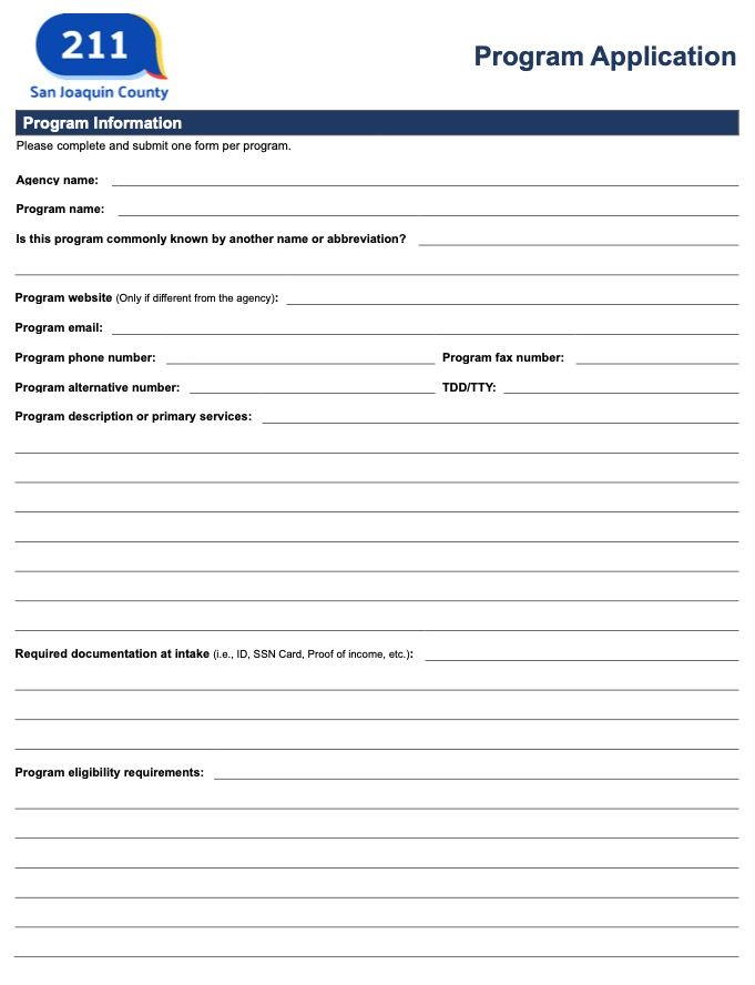 Program Application and Update Form